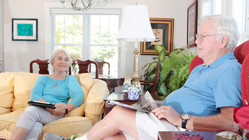 Indoor photo of a senior couple